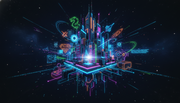 Arte conceitual realista de vilão com armadura metálica e capa verde diante de um portal do multiverso, representando o cenário da Marvel 2029